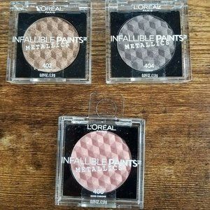 3 L'oreal Infallible Paints Metallics Eyeshadow Rose Chrome Brass Knuckles